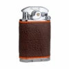 Brizard & Co. Gatsby Full Grain Brown And Orange Leather Triple Torch Flame Table Lighter