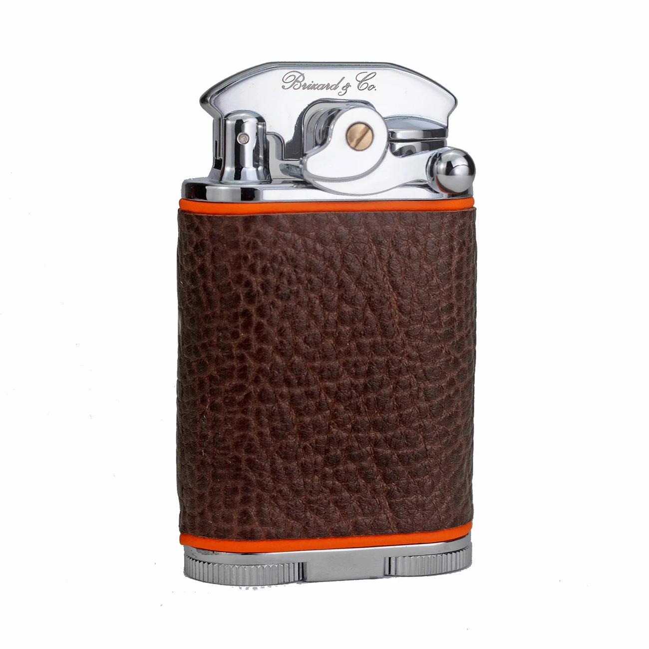 Brizard & Co. Gatsby Full Grain Brown and Orange Leather Triple Torch Flame Table Lighter Brizard & Co. Gatsby Full Grain Brown And Orange Leather Triple Torch Flame Table Lighter -Lighter Shop brizard co gatsby brown leather and orange triple torch flame table lighter 13