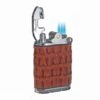 Brizard & Co. Gatsby Genuine Caiman Alligator Cognac Leather Triple Torch Flame Table Lighter
