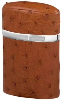 Brizard Triple Jet Genuine Leather Tan Lotus Torch Table Lighter