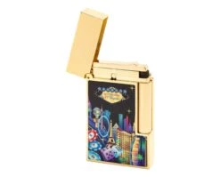 S.T. Dupont Line 2 High Roller Casino With Yellow Gold Flint Lighter