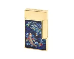 S.T. Dupont Line 2 Koi With Yellow Gold Flint Lighter -Lighter Shop s t dupont line 2 koi with yellow gold flint lighter 34