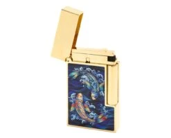 S.T. Dupont Line 2 Koi With Yellow Gold Flint Lighter