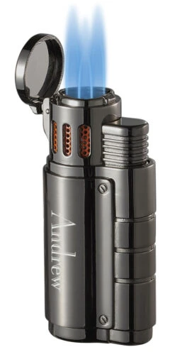 Visol Champ Gunmetal And Orange Triple Torch Cigar Lighter