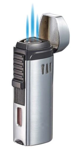 Visol Denali Triple Torch Cigar Lighter - Silver -Lighter Shop visol denali triple torch cigar lighter silver 77
