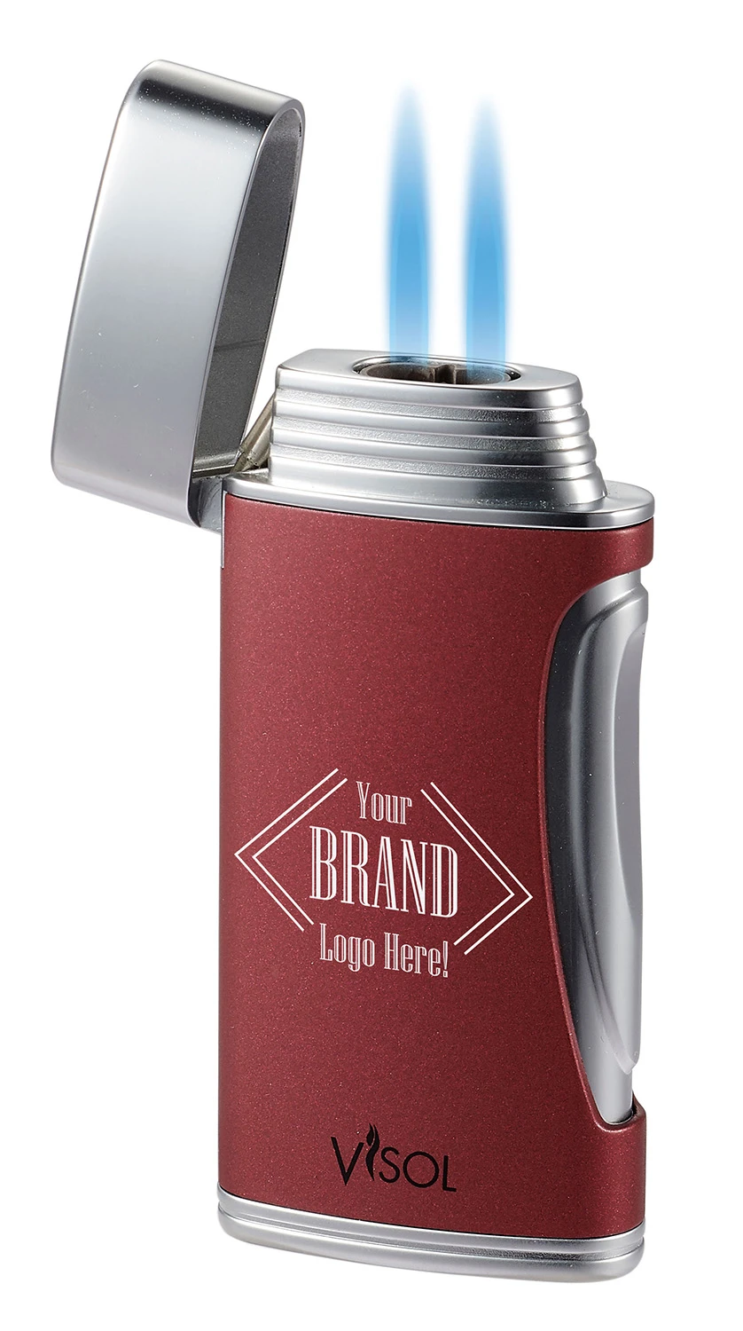 Visol DuoMatt Burgundy Double Flame Cigar Lighter Visol DuoMatt Burgundy Double Flame Cigar Lighter -Lighter Shop visol duomatt burgundy double flame cigar lighter 49