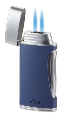 Visol DuoMatt Navy Blue Double Flame Cigar Lighter