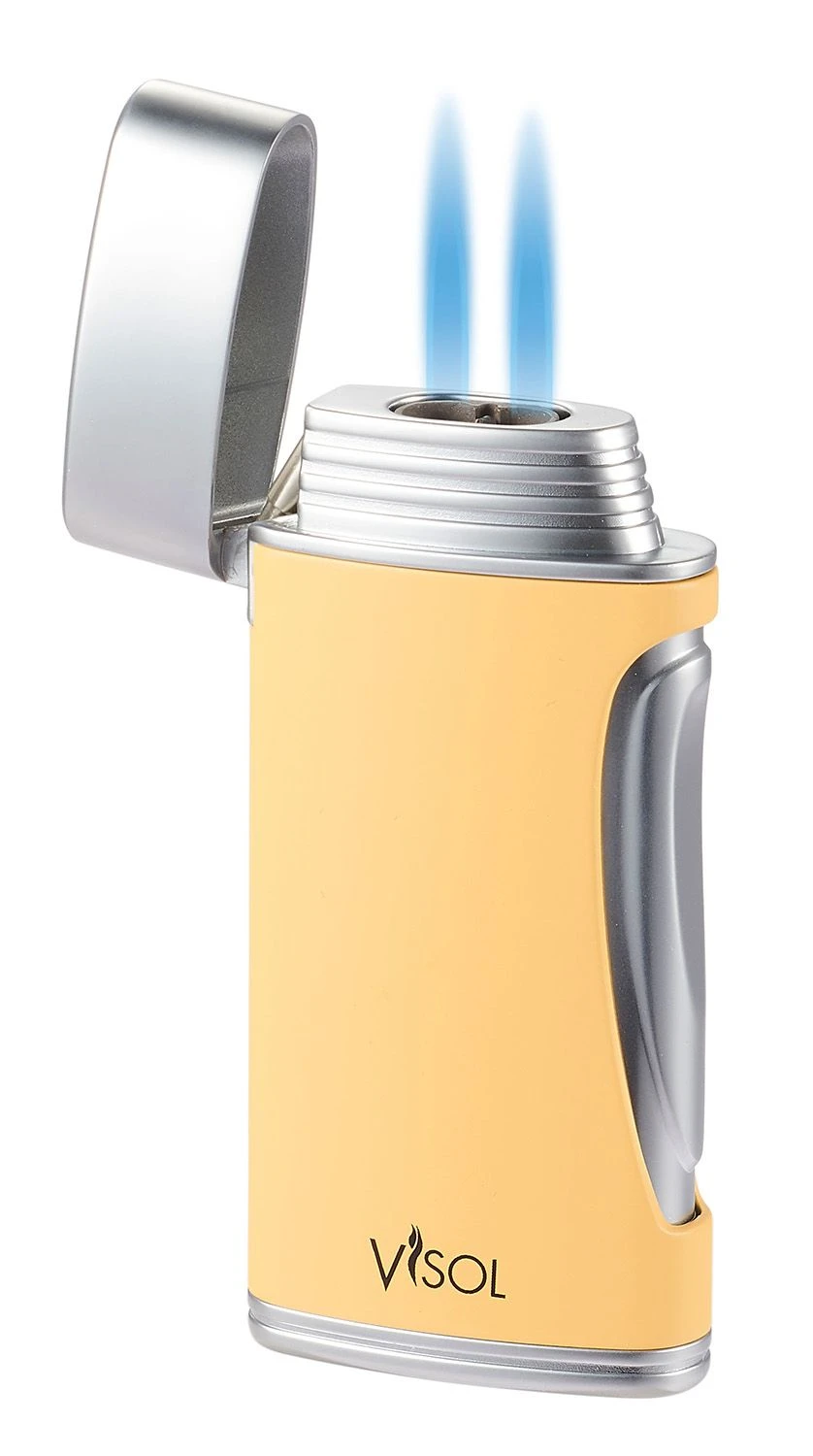 Visol DuoMatt Yellow Double Flame Cigar Lighter Visol DuoMatt Yellow Double Flame Cigar Lighter -Lighter Shop visol duomatt yellow double flame cigar lighter 37