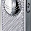 Visol Infinity Double Torch White Carbon Fiber Chrome Cigar Lighter