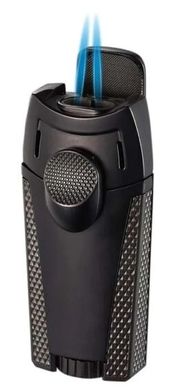 Visol Meru Dual Torch Cigar Lighter - Black -Lighter Shop visol meru dual torch cigar lighter black 57