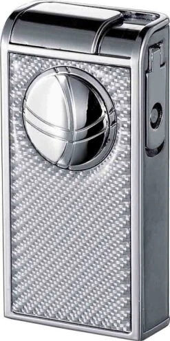 Visol Infinity Double Torch White Carbon Fiber Chrome Cigar Lighter -Lighter Shop visol quot infinity quot double torch white carbon fiber chrome cigar lighter 55