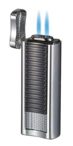 Visol Tiger Double Flame Cigar Lighter - Silver -Lighter Shop visol tiger double flame cigar lighter silver 81