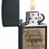 Discontinued - Zippo Brass Emblem Black Crackle Lighter