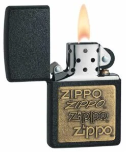 Discontinued - Zippo Brass Emblem Black Crackle Lighter