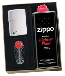 Zippo Brushed Chrome Pipe Lighter Gift Kit - Ships By Ground Only