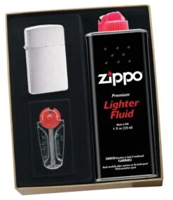 Zippo Brushed Chrome Slim Lighter Gift Kit - Ships By Ground Only