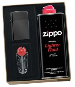 Zippo Ebony Slim Lighter Gift Kit - Ships By Ground Only