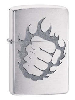 Zippo Fist & Fire Brushed Chrome Lighter