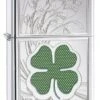 Zippo Four Leaf Clover High Polish Chrome Lighter