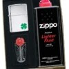 Zippo Shamrock Polished Chrome Lighter Gift Kit - Ships By Ground Only