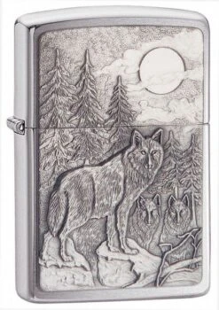 Zippo Timberwolves Emblem Brushed Chrome Lighter