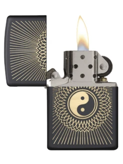 Zippo Yin & Yang Laser Engraved On Black Matte Lighter